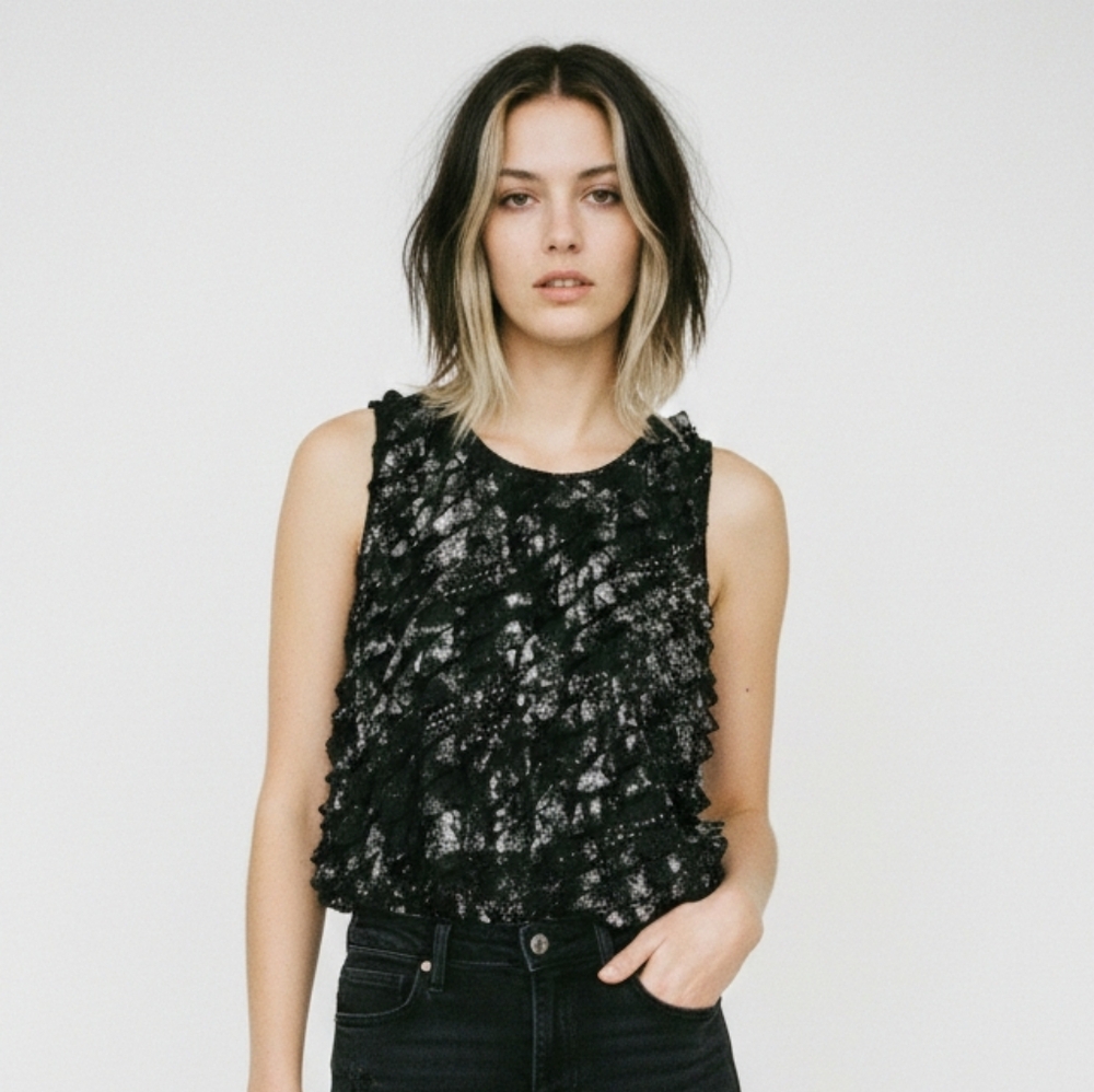 Vintage Janeric Tank Grunge Layered Punk Whimsigoth Glam Studded Chiffon XL